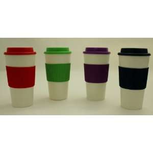   Travel Mugs w/ Non Slip Sleeves Set of 4 (Red, Green, Blue & Purple