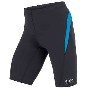  Gore Running Wear Mens Flash Short Tight, Black/Pool Blue 