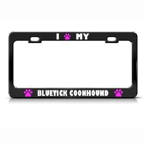 Bluetick Coonhound Paw Love Pet Dog Metal license plate frame Tag 