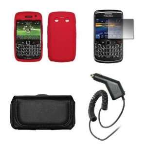 Blackberry Bold 2 9700 Premium Black Leather Carrying Pouch+ Red Soft 