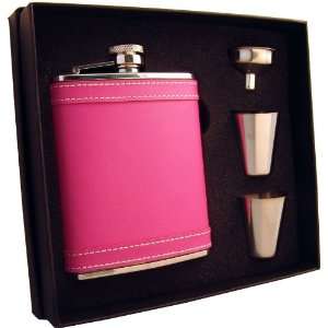  Visol Alexis 6oz Hot Pink Leather Flask Gift Set 