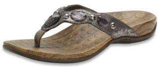 Orthaheel Carla Chrome Metallic Womens Orthotic Sandals Stone Accents 