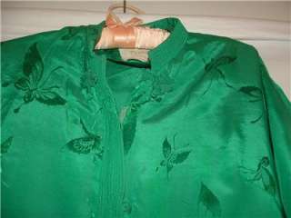 Vintage Lord & Taylor Teahouse green silk/rayon short robe size M
