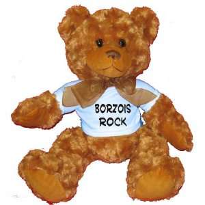  Borzois Rock Plush Teddy Bear with BLUE T Shirt: Toys 
