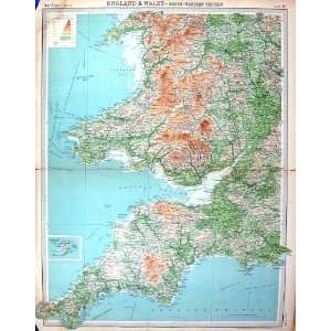   Map England Wales Scilly Isles Cornwall Lands End: Home & Kitchen