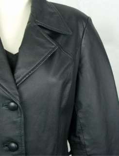 JAQUELINE FERRAR Womens Ladies Black LEATHER Coat Jacket size S  