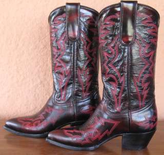 Western Inlay Cowgirl Boot Montana Black Cherry Goat  