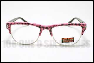 CAT EYE Horn Rimmed Eyeglass Frame Clear Lens Womens LEOPARD Animal 