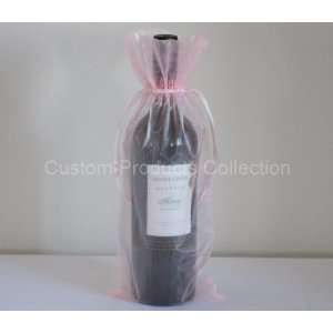  Pink Organza Bottle Bags   6in X 14 In: Everything Else