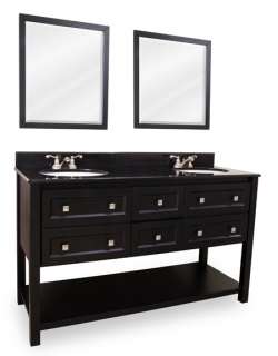 60 Alder Black Double Bathroom Vanity w/ Top & Bowl  