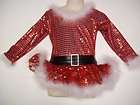 NEW Sparkly Ms Santa Claus Ice Figure Skating Dance Dress Costume 
