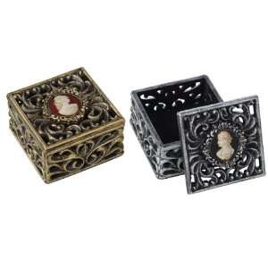   : Pack of 8 Gold & Silver Filigree Cameo Design Boxes: Home & Kitchen