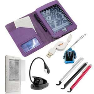  GTMax Purple Wallet Leather Case + Clear LCD Screen 
