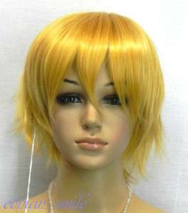 New Short Straight Golden Blonde Cosplay Wig with free hairnet #SS05 
