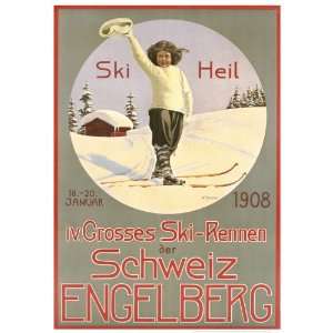   , Ski Heil (Vintage Ski Poster ca. 1908) 
