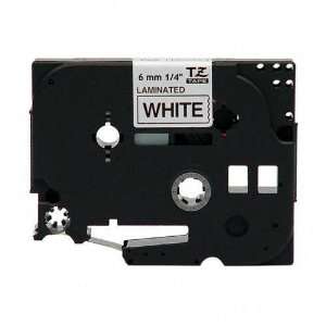 Brother 1/4? Black on White 26.2 Ft Laminated Tape (TZ211) ? Click For 