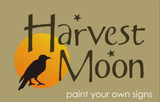 Stencil #F40 ~ Harvest Moon with Primitive Crow and Witchs full moon 