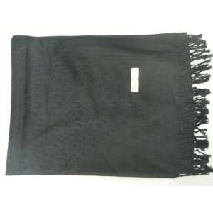  Womens Pashmina 100% Cashmere Scarf  Midnight Black with 