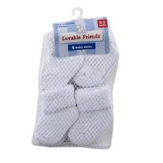 Luvable Friends 4 Pack Newborn Socks in Washbag, White by 