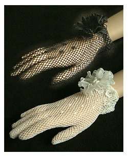   with sheer pleated flower Bridal Wedding Formal Prom Gloves Clothing