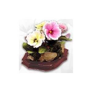  Breathtaking Porcelain Pansy Patch Figurine on Musical 