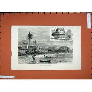  1883 View Tamatave Madagascar ChiefS House Boat Men