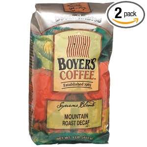 Boyers Coffee Mountain Roast Decaf, 16 Ounce Bags (Pack of 2):  
