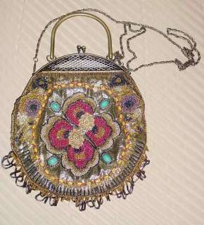 Womans Beaded Sequined Handbag Clasp Purse Clutch NEW  