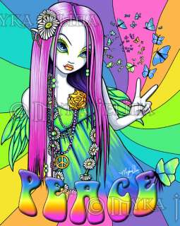 Rainbow Hippie Peace Butterfly Fairy Signed PRINT Chloe  