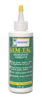 Gem Tac Glue   Permanent   4 oz   Fix Rhinestones, Crystals, Sequin to 