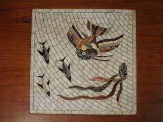   Vintage Teak Turned Edge/Fish Mosaic Coffee Table (00938)r.  