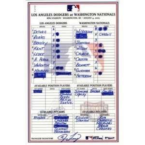   . Dodgers 8 04 2005 Game Used Lineup Card    Game Used Lineup Cards