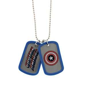   Captain America Blue Shield Double Dog Tag Necklace 