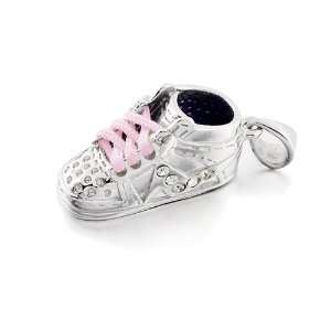 Mothers Day Gifts Bling Jewelry 925 Silver CZ Hi Top Sneaker Baby Shoe 