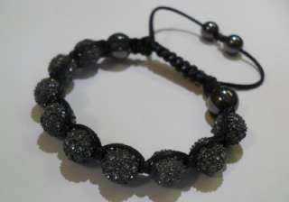 Macrame Bracelet Crystal Alloy Beads Disco Ball Grey Color Leather 