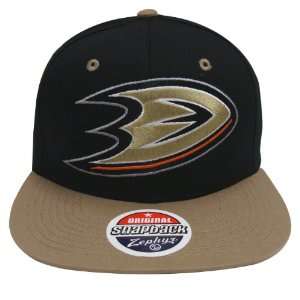   Anaheim Ducks Logo Zephyr Snapback Cap Hat Black Tan 