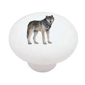  Woodland Wolf Decorative High Gloss Ceramic Drawer Knob 