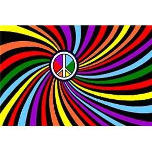  Swirly Rainbow Flag w/ Peace 