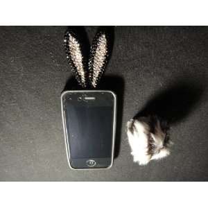  Bling Crystal Bunny Ears with Fluffy Tail Hard Case for 
