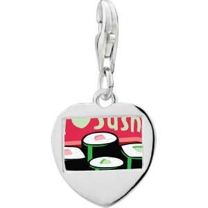  Sterling Silver I Heart Sushi Rollsphoto Frame Charm Pugster Jewelry