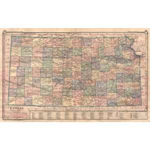  Monteith 1885 Antique Map of Kansas