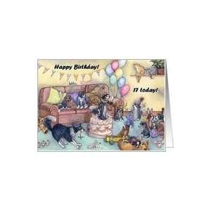   card, happy birthday, party, 17, seventeen, Card: Toys & Games