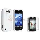 White Hard Rubberized Skin Case Cover+LCD Guard Film For HTC Mytouch 