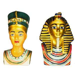  Egyptian King Tut & Queen Nefertiti Salt & Pepper Shakers 