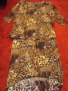 Womans Plus Size 2x 4x Fashion Bug Leopard/Animal Print Skirt/Blouse 