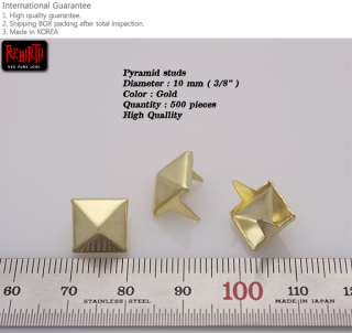 500pc pyramid gold studs 10mm DIY goth punk emo stuffs  