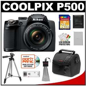 : Nikon Coolpix P500 Digital Camera (Black) with 32GB Card + Battery 