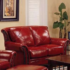   Tuscon Rouge Leather Loveseat in Lipstick Red Arts, Crafts & Sewing