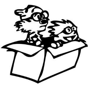  Calvin and Hobbes Riding in Box Vinyl Decal Sticker 6 Inch 