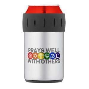   Koozie Prays Well With Others Hindu Jewish Christian Peace Symbol Sign